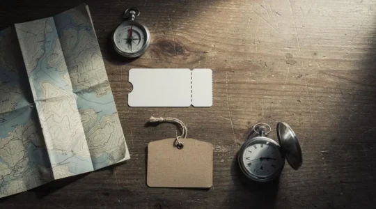 Overhead editorial photograph symbolizing the many interlocking logistical details of a complex journey
